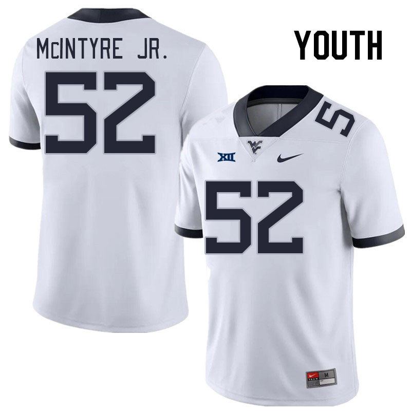 Youth #52 Corey McIntyre Jr. West Virginia Mountaineers College Football Jerseys Stitched Sale-White